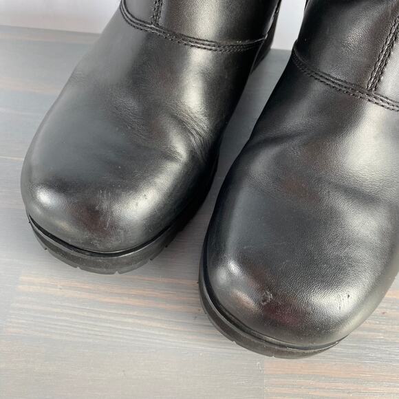 VTG UGG Australia Y2K 90s Leather Fur Boots Women 9 Black Chunky Platform Goth - Picture 4 of 11